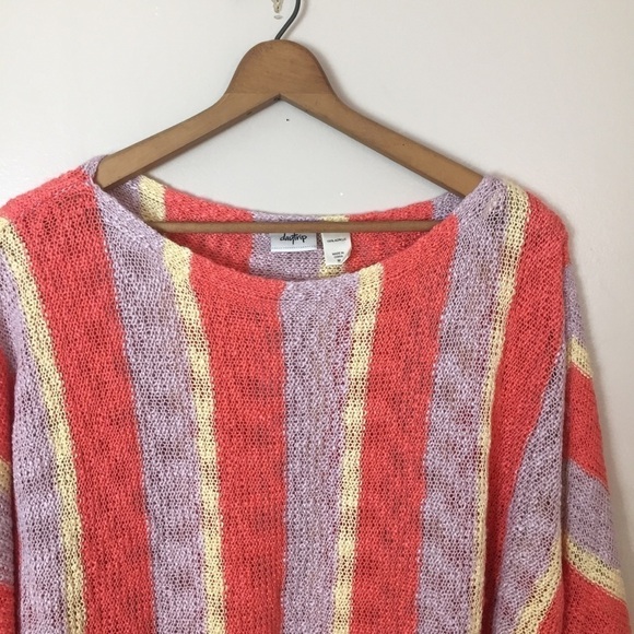 [Daytrip] Orange, Purple Yellow Striped Dolman Sleeve Knit Sweater - Picture 2 of 8
